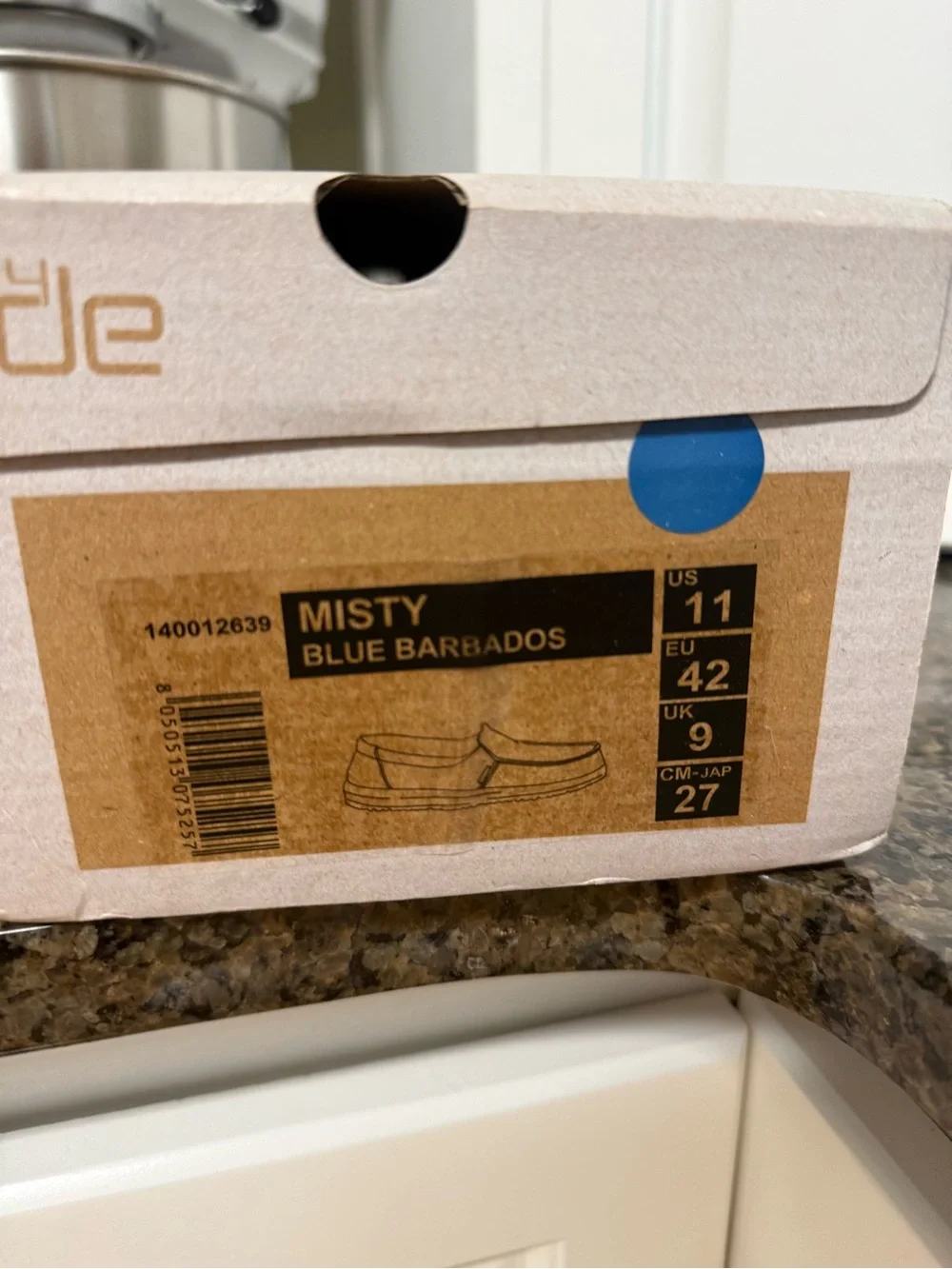 New In Box Hey Dude Womens Misty Slip On Shoes Blue Barbados Size 11